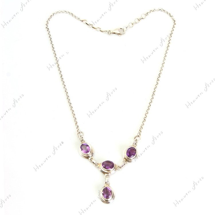 嵌紫水晶银项链 - 项链 - 宝石银饰,HeavenArts 禾文阿思异域风情手工精品专卖店