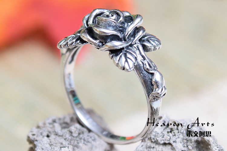 925银玫瑰花戒指 - 戒指 - 宝石银饰,HeavenArts 禾文阿思异域风情手工精品专卖店