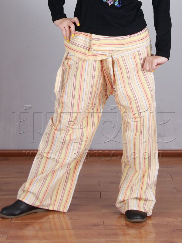 直筒竖条纹休闲裤(可收腰) - 下装 - 印巴时装,印
