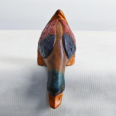 实木精雕戏水鸭15.5*6*7cm