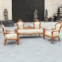 典雅之座-印度柚木雕花沙发(三件套)160*64*103cm