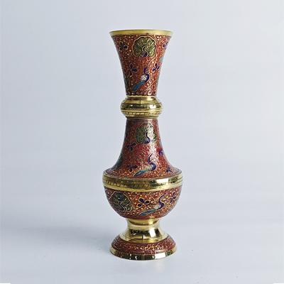 彩绘铜花瓶9.2*9.2*24.6cm