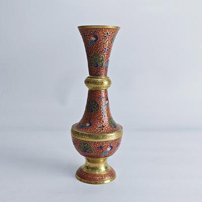 彩绘铜花瓶10.6*10.6*29cm