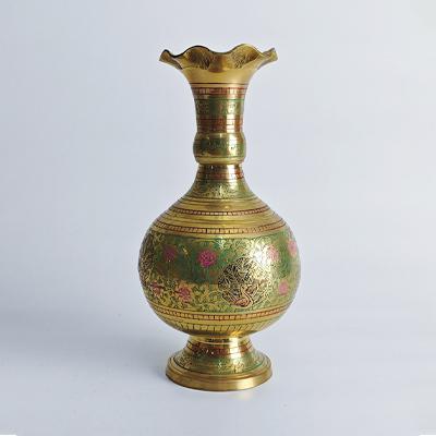 彩绘铜花瓶14.4*14.4*28.3cm