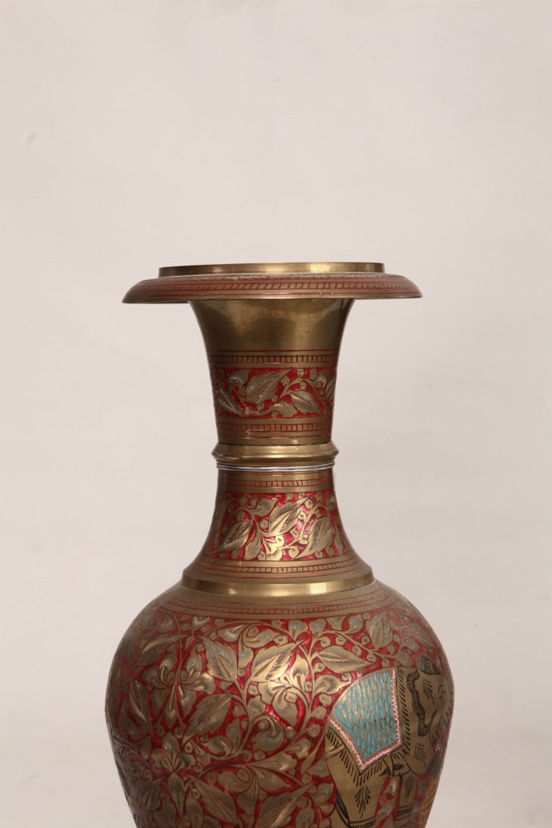 印度手绘铜花瓶**60.5cm 印巴文化，一带一路文创产品供应商！