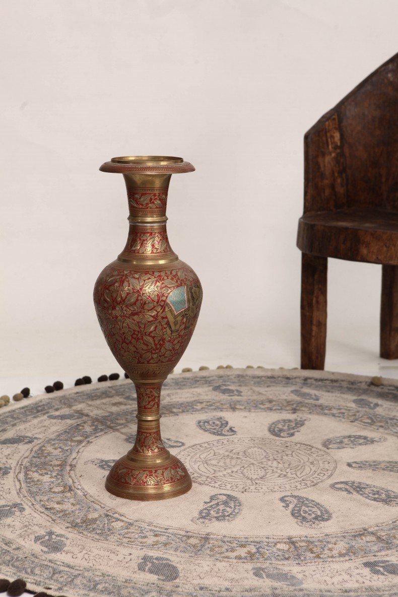 古銅七宝饕餮文耳付瓶/清朝時代-17世紀 銅製/七宝銅胎花器/中国古美術/骨董 古銅七宝饕餮文耳付瓶/清朝時代-17世紀 銅製/七宝銅胎花器/